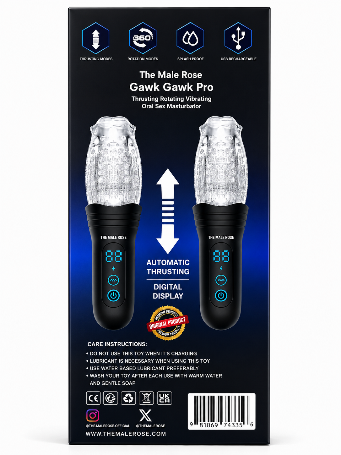 The Male Rose Pro - Thrusting Vibrating and Rotating Masturbator