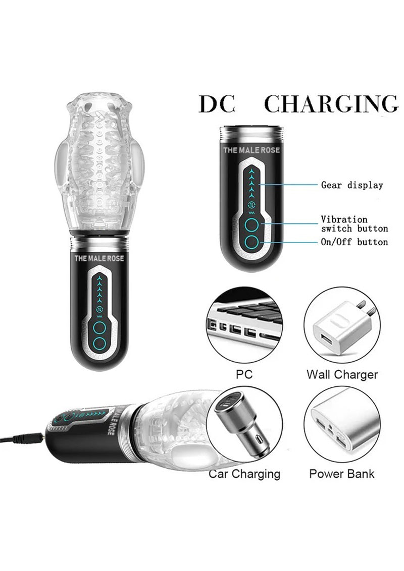 The Male Rose 3 - Thrusting Rotating Dual Vibrating Male Masturbator