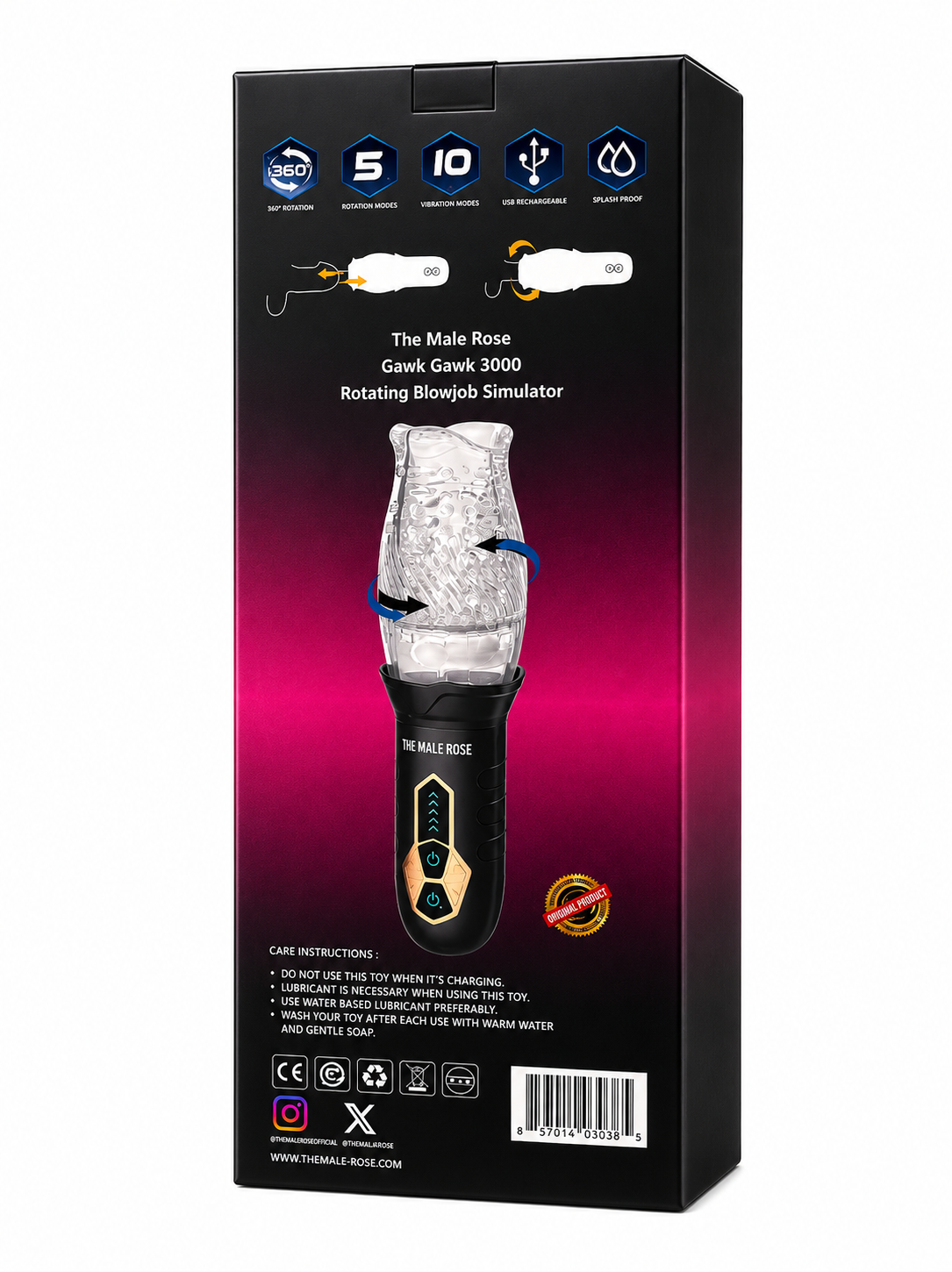 The Male Rose (Original) Gawk Gawk 3000 Vibrating Rotating Masturbator